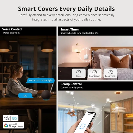 مفتاح إضاءة ذكي SONOFF ZigBee، يتطلب محور من سونوفZigbee، تحكم صوتي ذكي مع Alexa وGoogle Home، يتطلب خطًا محايدًا، جهاز منزلي ذكي، مفتاح Zigbee ZBMINIR2 - سونوف - Image 4
