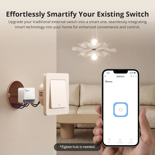 مفتاح إضاءة ذكي SONOFF ZigBee، يتطلب محور من سونوفZigbee، تحكم صوتي ذكي مع Alexa وGoogle Home، يتطلب خطًا محايدًا، جهاز منزلي ذكي، مفتاح Zigbee ZBMINIR2 - سونوف - Image 2