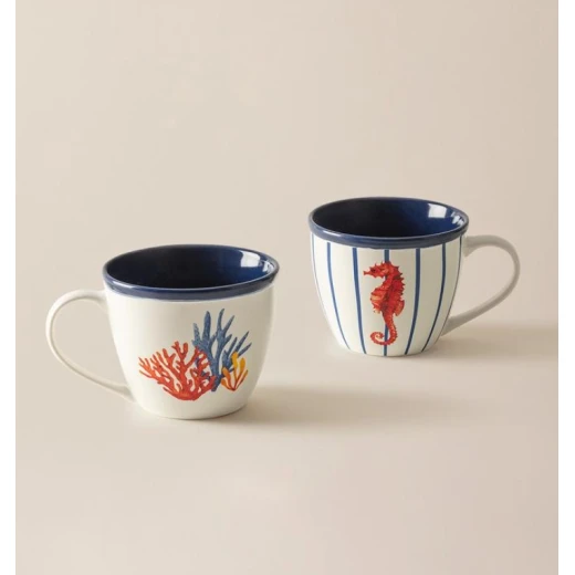 Madame COCO Marine Vague 2 pcs mug set 245 ml, 12X9X7CM - Madame COCO - Image 2