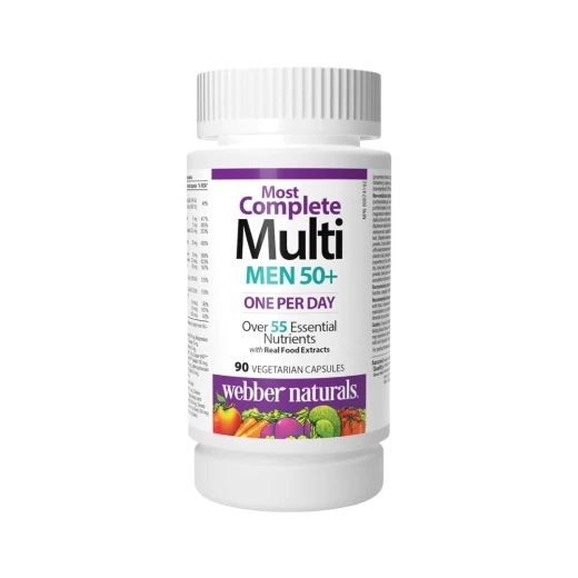Webber Naturals Men's 50+ Multivitamin Iron-Free, 55+ Nutrients Supports Prostate, Bone, Immune & Eye Health 1-a-Day Formula Webber Naturals Men's 50+ Multivitamin Iron-Free, 55+ Nutrients Supports Prostate, Bone, Immune & Eye Health 1-a-Day Formula