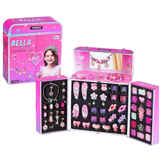 DIY Jewelry Box Kit for Girls, Craft Set with Beads, Charms & Hair Clips, Creative Arts & Crafts Gift for Kids, Make Your Own Bracelets & Accessories DIY Jewelry Box Kit for Girls, Craft Set with Beads, Charms & Hair Clips, Creative Arts & Crafts Gift for Kids, Make Your Own Bracelets & Accessories