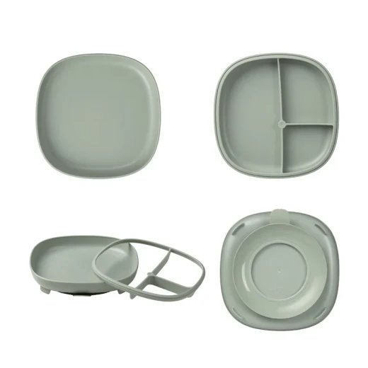 b.box 2-in-1 Suction Plate with Divider, Adjustable Baby Feeding Plate for Self-Feeding, Removable Suction Base & Divider, BPA-Free, Dishwasher & Microwave Safe sage - B.Box - Image 2