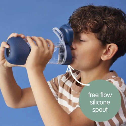 b.box 600mL Sport Spout Kids Water Bottle for School, Sports, Travel, Daycare. Leakproof, Spill Proof, Dishwasher Safe Easy Grip Triangle Shape, Durable Tritan Material BPA Free Midnight - B.Box - Image 5