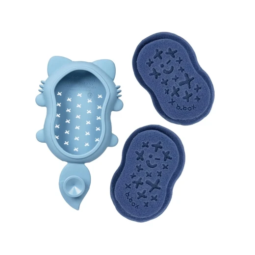 b.box Baby Bath Brush + Sponge, Soft Silicone Cradle Cap Brush & Replaceable Sponge, Fox Design, Gentle Scalp Exfoliator for Newborns, BPA-Free, Dishwasher Safe - B.Box - Image 2