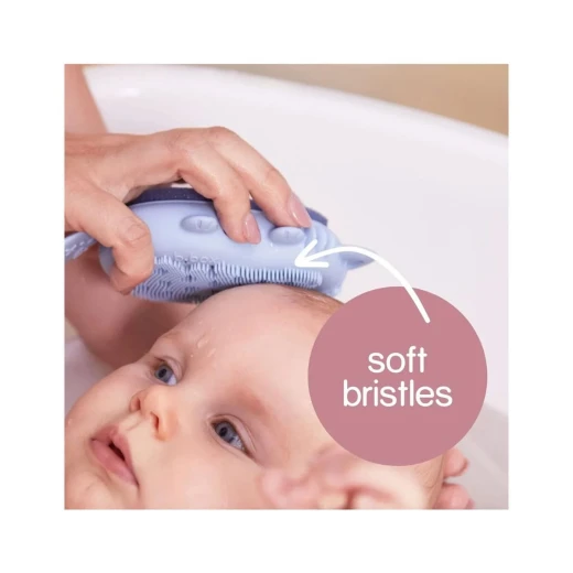 b.box Baby Bath Brush + Sponge, Soft Silicone Cradle Cap Brush & Replaceable Sponge, Fox Design, Gentle Scalp Exfoliator for Newborns, BPA-Free, Dishwasher Safe - B.Box - Image 4