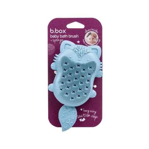 b.box Baby Bath Brush + Sponge, Soft Silicone Cradle Cap Brush & Replaceable Sponge, Fox Design, Gentle Scalp Exfoliator for Newborns, BPA-Free, Dishwasher Safe - B.Box - Image 6
