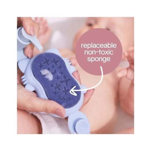 b.box Baby Bath Brush + Sponge, Soft Silicone Cradle Cap Brush & Replaceable Sponge, Fox Design, Gentle Scalp Exfoliator for Newborns, BPA-Free, Dishwasher Safe - B.Box - Image 5