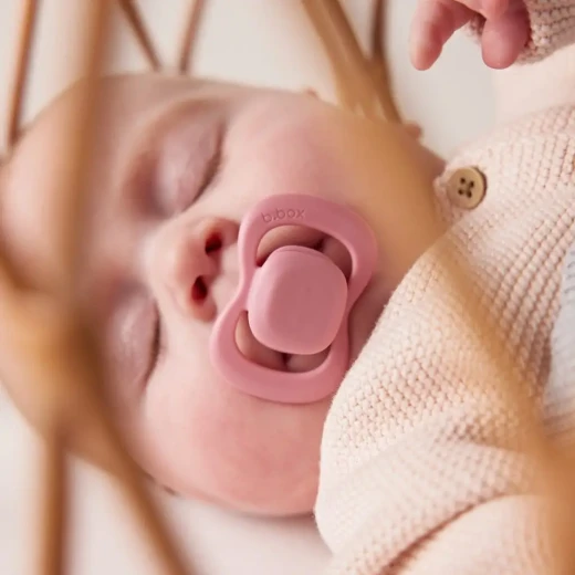 لهايات من المطاط الطبيعي للأطفال من 0 إلى 6 أشهر, عبوة 2 مع غطاء حماية, ألوان ناعمة (توت/أحمر), خالية من BPA من بي بوكس - بي بوكس - Image 15