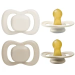 b.box Natural Rubber Pacifiers 0–6 Months, 2-Pack with Protective Cover, Soft vanilla/latte Colors, BPA-Free, Natural Latex Nipple, For Breastfed Babies - B.Box