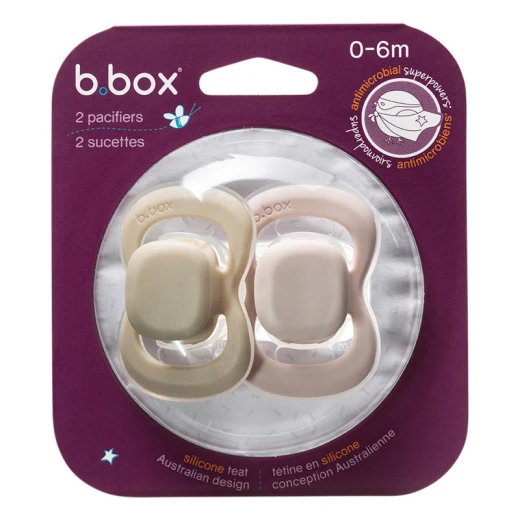 b.box Silicone Pacifiers 0–6 Months, 2-Pack with Protective Cover, Blush/latte, Orthodontic, Antimicrobial, BPA-Free, For Breastfed Babies - B.Box - Image 6