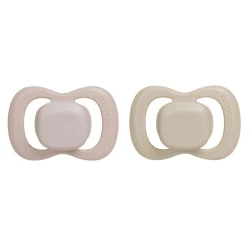 b.box Silicone Pacifiers 0–6 Months, 2-Pack with Protective Cover, Blush/latte, Orthodontic, Antimicrobial, BPA-Free, For Breastfed Babies