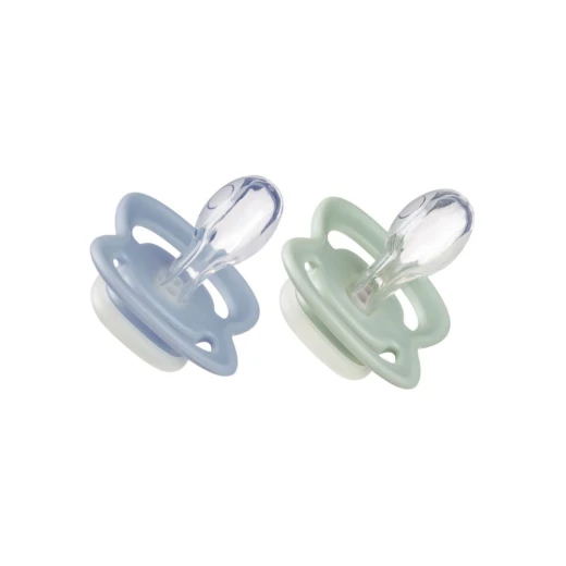 b.box Silicone Symmetrical Pacifier 6m+, Glow in the Dark, 2-Pack Blue & Sage, Orthodontic, Pediatrician Recommended - B.Box - Image 2