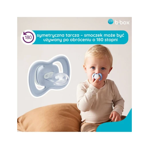 b.box Silicone Symmetrical Pacifier 6m+, Glow in the Dark, 2-Pack Blue & Sage, Orthodontic, Pediatrician Recommended - B.Box - Image 5
