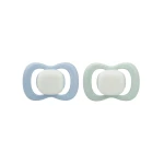b.box Silicone Symmetrical Pacifier 6m+, Glow in the Dark, 2-Pack Blue & Sage, Orthodontic, Pediatrician Recommended - B.Box