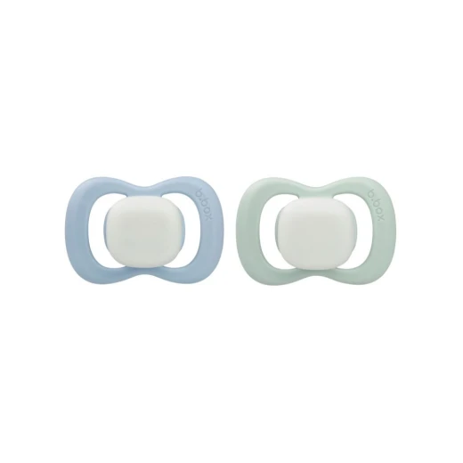 b.box Silicone Symmetrical Pacifier 6m+, Glow in the Dark, 2-Pack Blue & Sage, Orthodontic, Pediatrician Recommended b.box Silicone Symmetrical Pacifier 6m+, Glow in the Dark, 2-Pack Blue & Sage, Orthodontic, Pediatrician Recommended