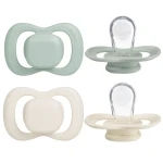 b.box Silicone Pacifiers 6m+, 2-Pack Sage/Vanilla, Orthodontic, Symmetrical Shape, BPA-Free with Protective Cover - B.Box