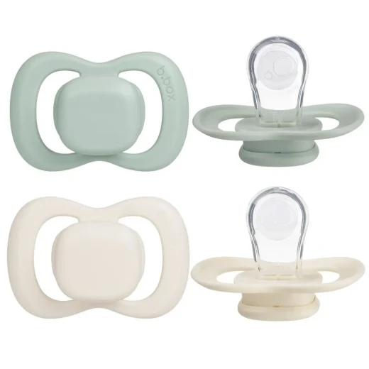 b.box Silicone Pacifiers 6m+, 2-Pack Sage/Vanilla, Orthodontic, Symmetrical Shape, BPA-Free with Protective Cover b.box Silicone Pacifiers 6m+, 2-Pack Sage/Vanilla, Orthodontic, Symmetrical Shape, BPA-Free with Protective Cover