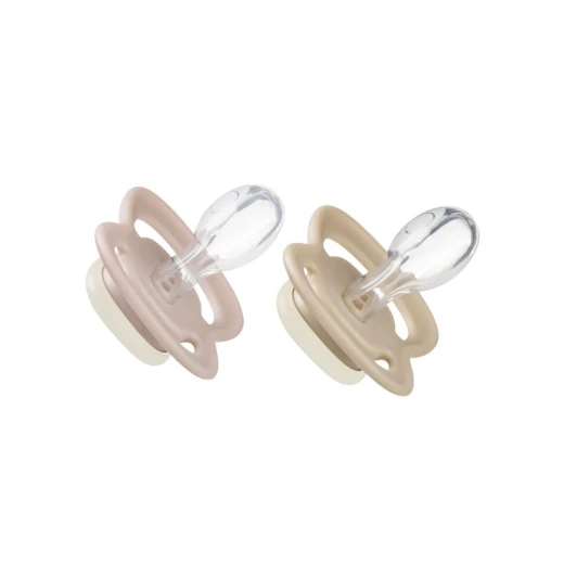 b.box Silicone Symmetrical Pacifier 6m+, Glow in the Dark, 2-Pack Pink/latte, Orthodontic, Pediatrician Recommended - B.Box - Image 3