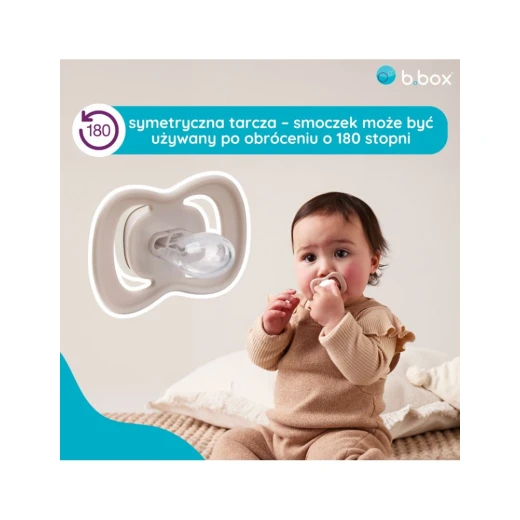 b.box Silicone Symmetrical Pacifier 6m+, Glow in the Dark, 2-Pack Pink/latte, Orthodontic, Pediatrician Recommended - B.Box - Image 7