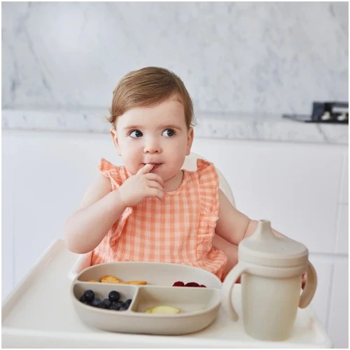 b.box Silicone Suction Plate with Lid for Babies and Toddlers, Divided Sections, Non-Slip Base, Leakproof Lid & Feeding Mat, Microwave, Dishwasher & Oven Safe, Latte - B.Box - Image 4