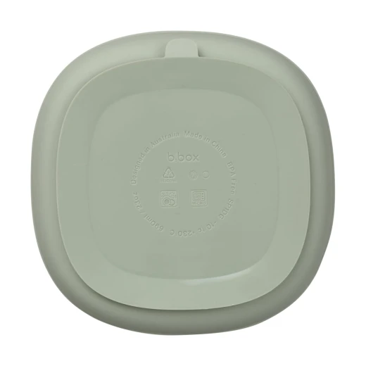 b.box Silicone Suction Plate with Lid for Babies and Toddlers, Divided Sections, Non-Slip Base, Leakproof Lid & Feeding Mat, Microwave, Dishwasher & Oven Safe, Sage - B.Box - Image 3