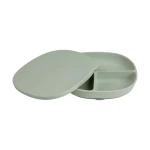 b.box Silicone Suction Plate with Lid for Babies and Toddlers, Divided Sections, Non-Slip Base, Leakproof Lid & Feeding Mat, Microwave, Dishwasher & Oven Safe, Sage - B.Box