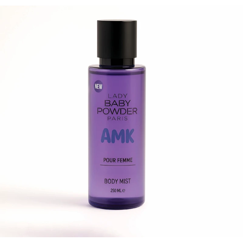 بخاخ الجسم AMK New Lady Baby Powder Paris بنفسجي: عبوة 250 مل برائحة منعشة تدوم طويلاً للاستخدام اليومي، مثالي للنساء - اي ام كي