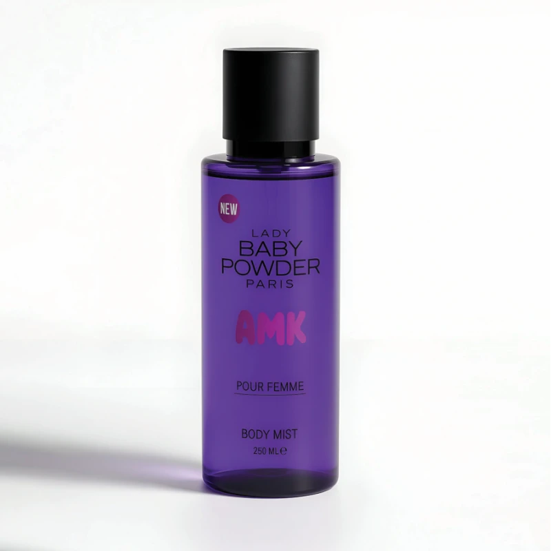 بخاخ الجسم AMK New Lady Baby Powder بنفسجي 250 مل عطر لطيف منعش للنساء - اي ام كي