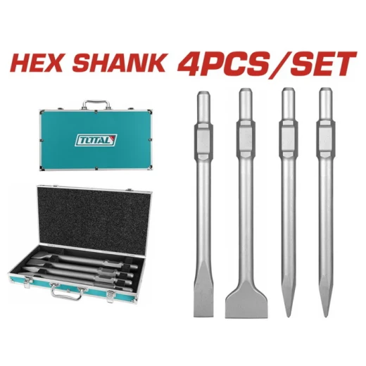 TOTAL 4PCs SDS Hex Chisel Set (TAC0304375)