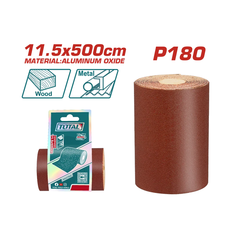 لفة ورق صنفرة P180 مقاس 11.5 سم × 500 سم (TAC18065) من توتال - توتال