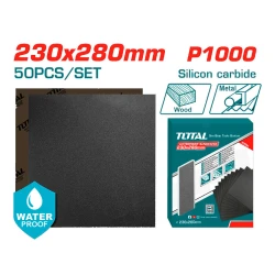 TOTAL 50PCs P1000 Silicon Carbide Waterproof Sandpaper 230*280mm (TAC100016)