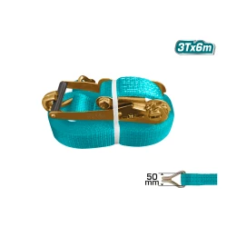 TOTAL Ratchet Straps 3 Ton Load Capacity, 6m Heavy Duty Polyester Webbing with Secure Hooks & Easy Ratchet Tensioning for Cargo, Trucks, Trailers, Storage (Model THTRS3061)