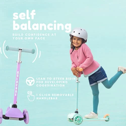 سكوتر ثلاثي العجلات بألوان الباستيل خفيف الوزن للغاية 1.8 كجم  للأعمار من 2 إلى 6 سنوات - بولد كيوب - Image 6