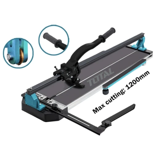 TOTAL 1200MM Manual Tile Cutter, Heavy-Duty Ceramic and Porcelain Tile Cutter with 1200mm Cutting Length, 12mm Thickness Capacity, Diagonal & Straight Cut Options, Precision Sliding Bar - Total - Image 2