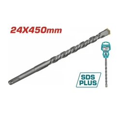 Total SDS-Plus Hammer Drill Bit 24x450mm, Heavy-Duty Carbide Tip for Concrete & Masonry, Deep Drilling Performance with Optimized Flute Design, Durable & Quick-Change Bit
