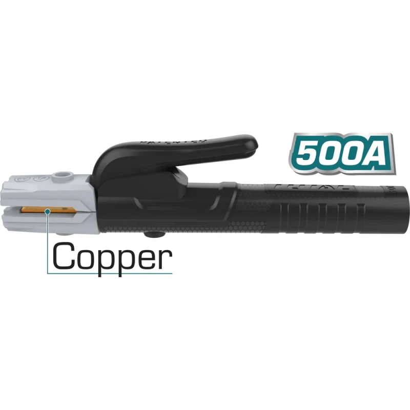 Total Electrode Holder 500A, Durable Heavy-Duty Welding Clamp with Insulated Ergonomic Handle for Stable Arc and Safe Operation - Total