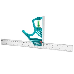 Total Magnetic Lock Combination Square 30cm, Precision Ruler with Adjustable 90° & 45° Head, Multi-Tool for Measuring, Marking, and Depth Gauging, Durable Workshop Tool
