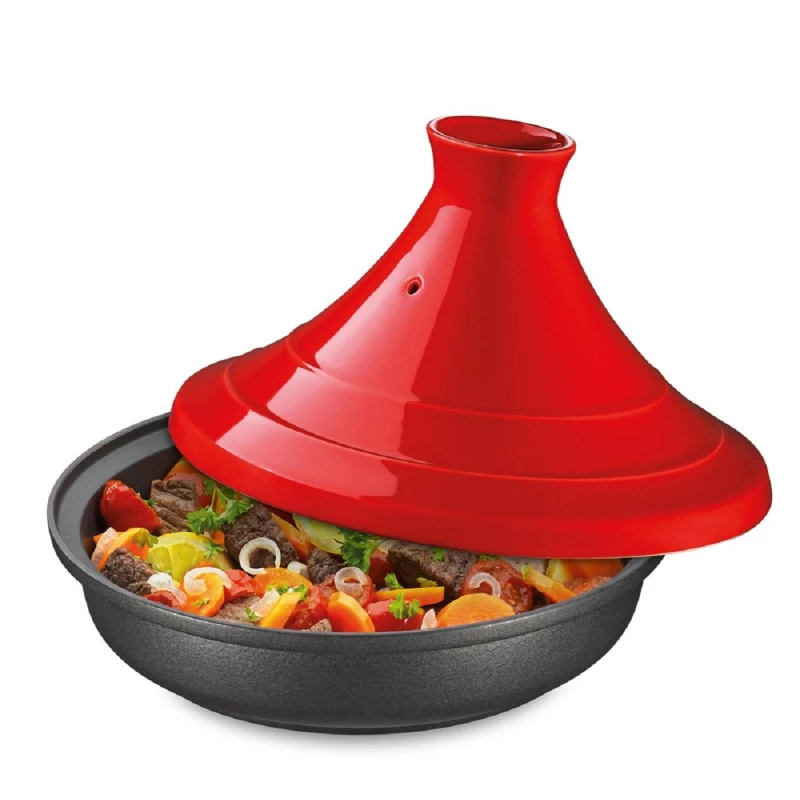Spring Classic Moroccan Tajine Pot , 28cm Red , Perfect for Authentic Slow-Cooked Meals - Spring