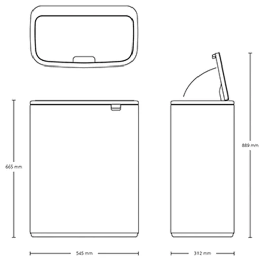 Brabantia Bo Touch Bin 60 Liter , White, Sleek & Space-Saving XXL Waste Bin - Brabantia - Image 6