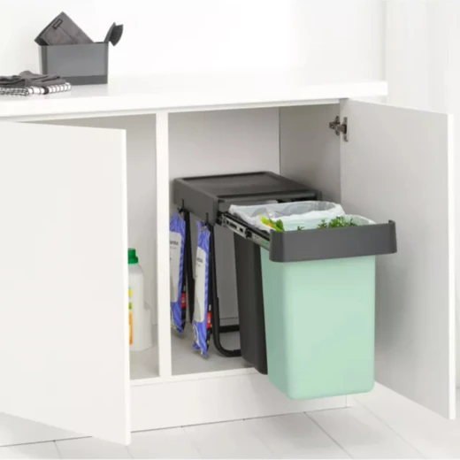 حاويتان مدمجتان Sort & Go بسعة 15×2 لتر , رمادي داكن، مثالية لفرز النفايات وتوفير المساحة من برابنتيا - برابانتيا - Image 2