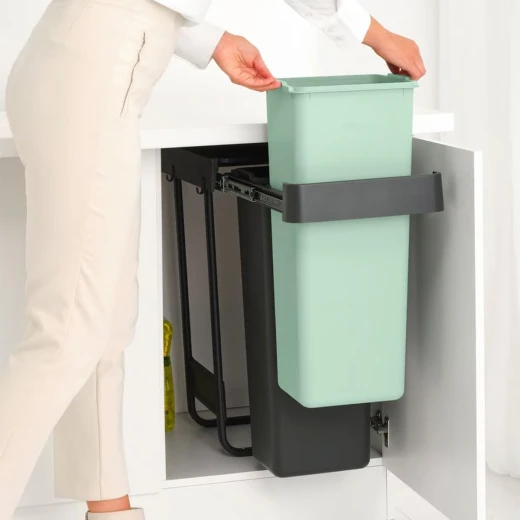 Brabantia Sort & Go Built-in Bin, 2 x 30 Liter , Dark Grey, Smart Waste Separation for Cabinets - Brabantia - Image 2