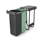 Brabantia Sort & Go Built-in Bin, 2 x 30 Liter , Dark Grey, Smart Waste Separation for Cabinets - Brabantia