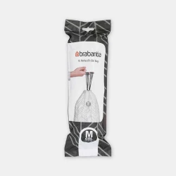 Brabantia PerfectFit Bin Bags 60 Liter , White , Set of 10, Strong & Tailored Fit