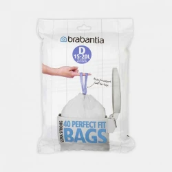 Brabantia PerfectFit Bin Bags Code D (15–20 Liter) , Pack of 40 , Tailored for Brabantia Bins