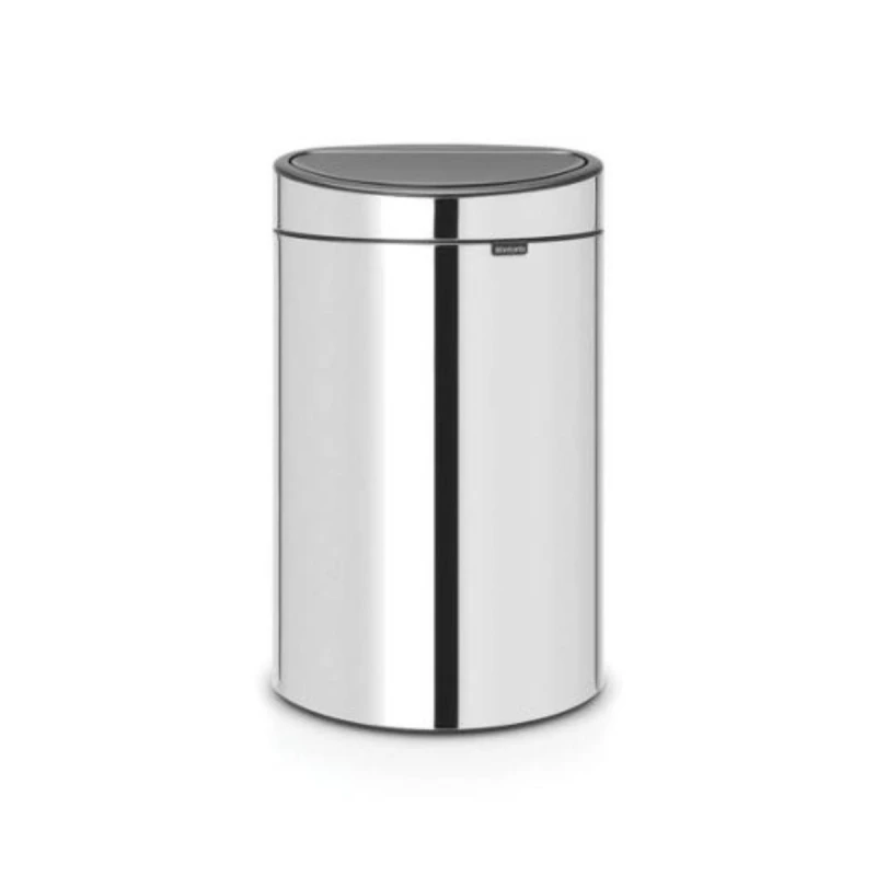 Brabantia Touch Bin Oval 40 Liter Brilliant Steel , Sleek Stainless Steel Finish with Soft-Touch Opening - Brabantia