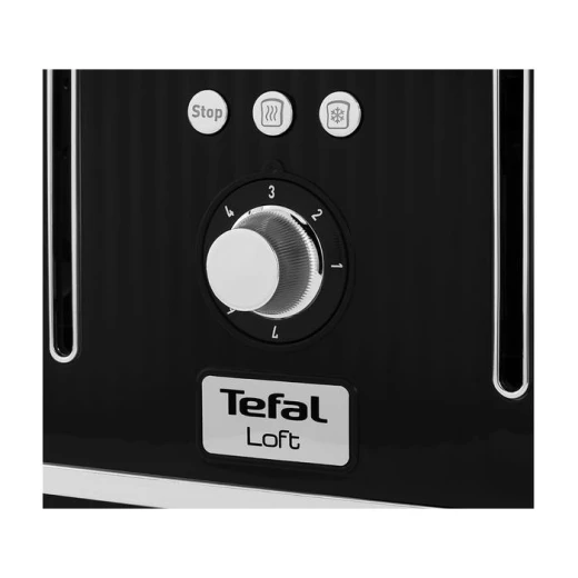 Tefal Loft 4-Slot Toaster with Extra-Wide Slots, Adjustable Browning, Defrost & Reheat Functions, Removable Crumb Tray, High Lift Lever, Classic Grooved Design in Black - Tefal - Image 2