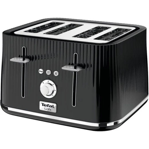 Tefal Loft 4-Slot Toaster with Extra-Wide Slots, Adjustable Browning, Defrost & Reheat Functions, Removable Crumb Tray, High Lift Lever, Classic Grooved Design in Black - Tefal - Image 5
