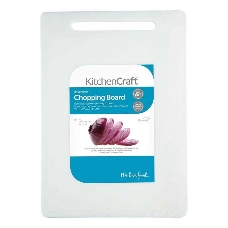 Kitchen Craft Medium Polyethylene Chopping Board 35x25 cm ,Stain-Resistant & Knife-Friendly - KitchenCraft