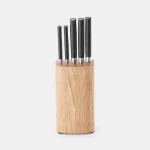 Brabantia Profile 5-Piece Knife Set in Wooden Block , Durable & Elegant with Ice-Hardened Blades - Brabantia