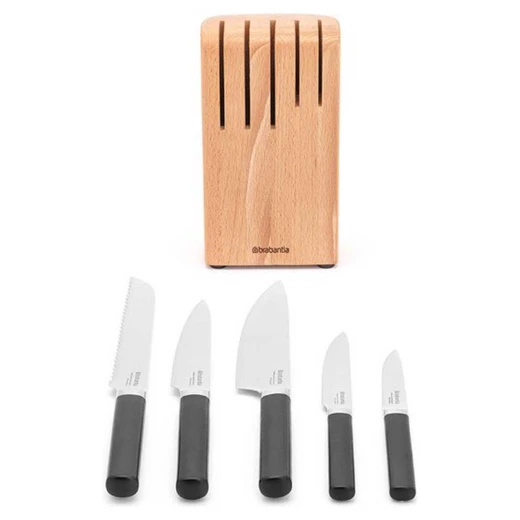 Brabantia Profile 5-Piece Knife Set in Wooden Block , Durable & Elegant with Ice-Hardened Blades - Brabantia - Image 2